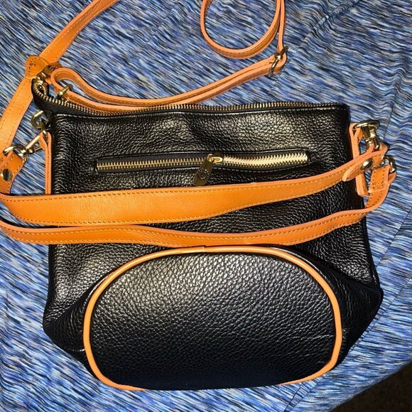 VALENTINA Italia Handbag Crossbody Pebbled Brown Leather Made in Italy, - Picture 2 of 8